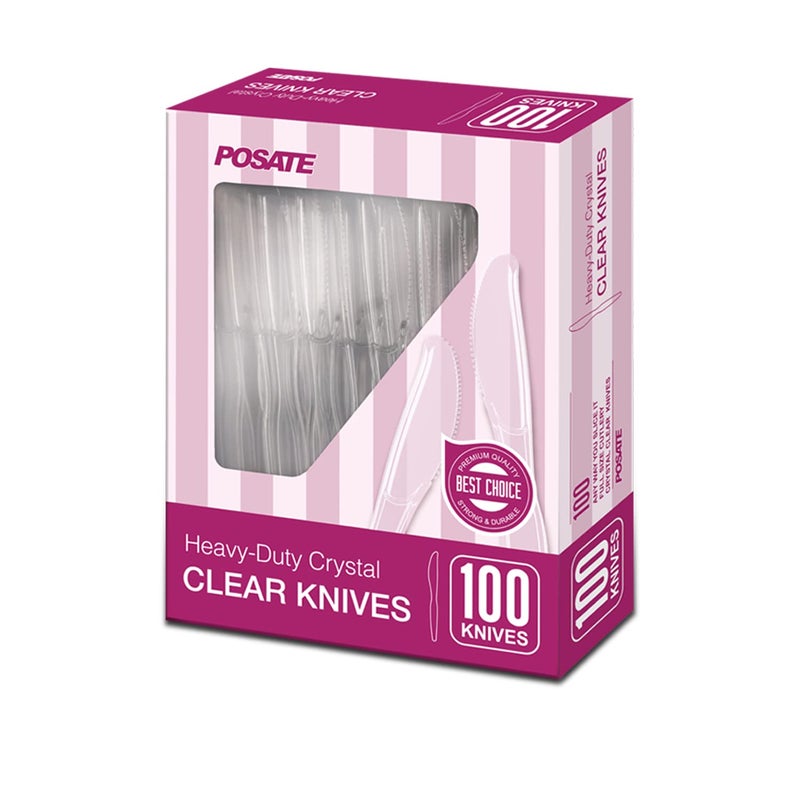 POSATE Clear Knives, Heavy-Duty Crystal (100 Knives) - Image 1